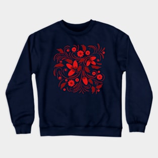 Folk floral art print  Flowers abstract art  poster Crewneck Sweatshirt